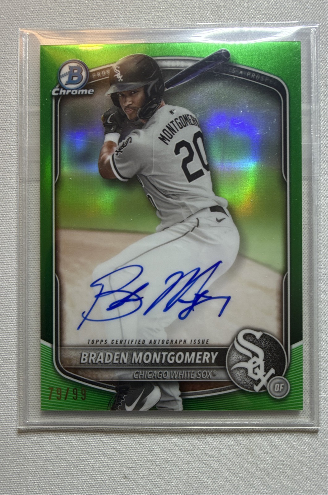 2025 Bowman - Chrome  Autographs Braden Montgomery #CPA-BM Green Refractor /99 