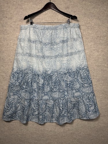 J. Jill Denim Paisley Blue Skirt Tiered Midi Floral Cottage Fairy Chambray 2X - Picture 4 of 5