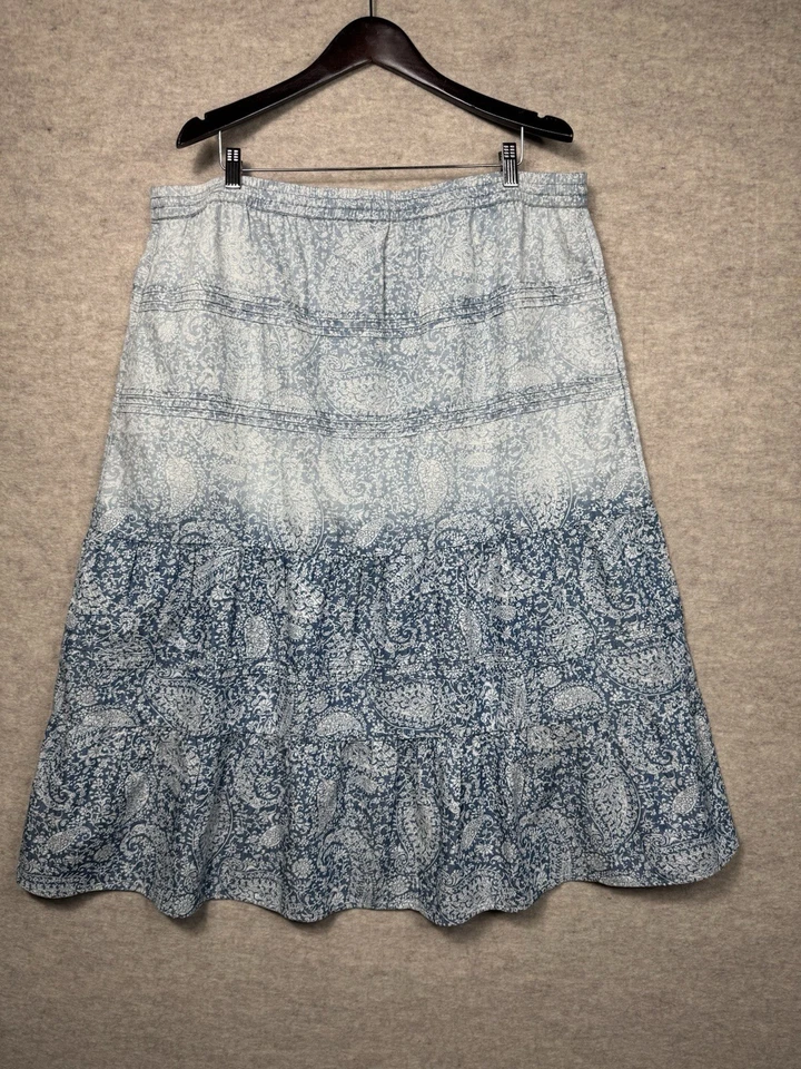 Falda J. Jill Denim Azul Cachemira en Niveles Midi Floral Cottage Fairy Chambray 2X Foto 4 de 4