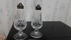 Vtg WATERFORD CRYSTAL Lismore Tall Footed 6.25"  Silver tops need polishing