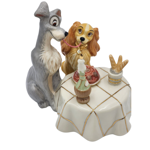 Lenox Disney Lady and Tramp Figurine Spaghetti Kiss Scene Showcase Collection - Picture 10 of 21