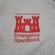 Vintage US Army Corps of Engineers Hoodie Sweatshirt Large Gray Full Zip 