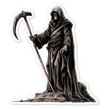 Death Grim Reaper, Vinyl Decal Sticker, Indoor Outdoor, 3 Sizes, 9477
