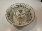 VINTAGE FRENCH FLORAL PORCELAIN INKWELL WITH THREE PEN HOLDERS - NICE - LOOK !!! — photo 1