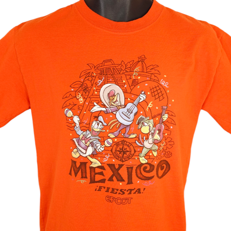 Disney Epcot T Shirt Mens Size Medium Orange Mexico Fiesta Donald