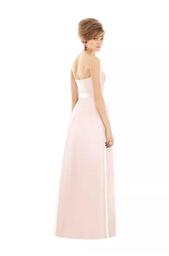 NWT Alfred Sung Pink Strapless Satin Twill A-Line Gown blush Sz 4 - Picture 2 of 6