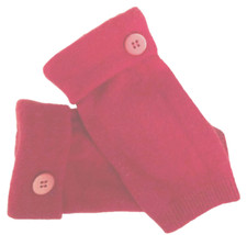FINGERLESS GLOVES RED 100% CASHMERE S M L SMALL MEDIUM LARGE OS MITTENS CUFF