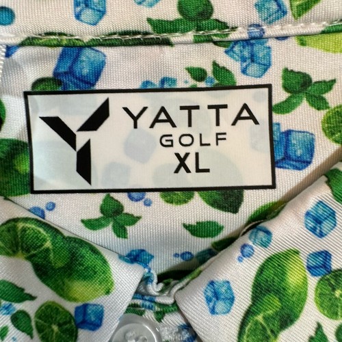 Yatta Golf Shirt Men's XL Polo Hawaiian Lime Graphic Stretch Performance Casual - Picture 4 of 11
