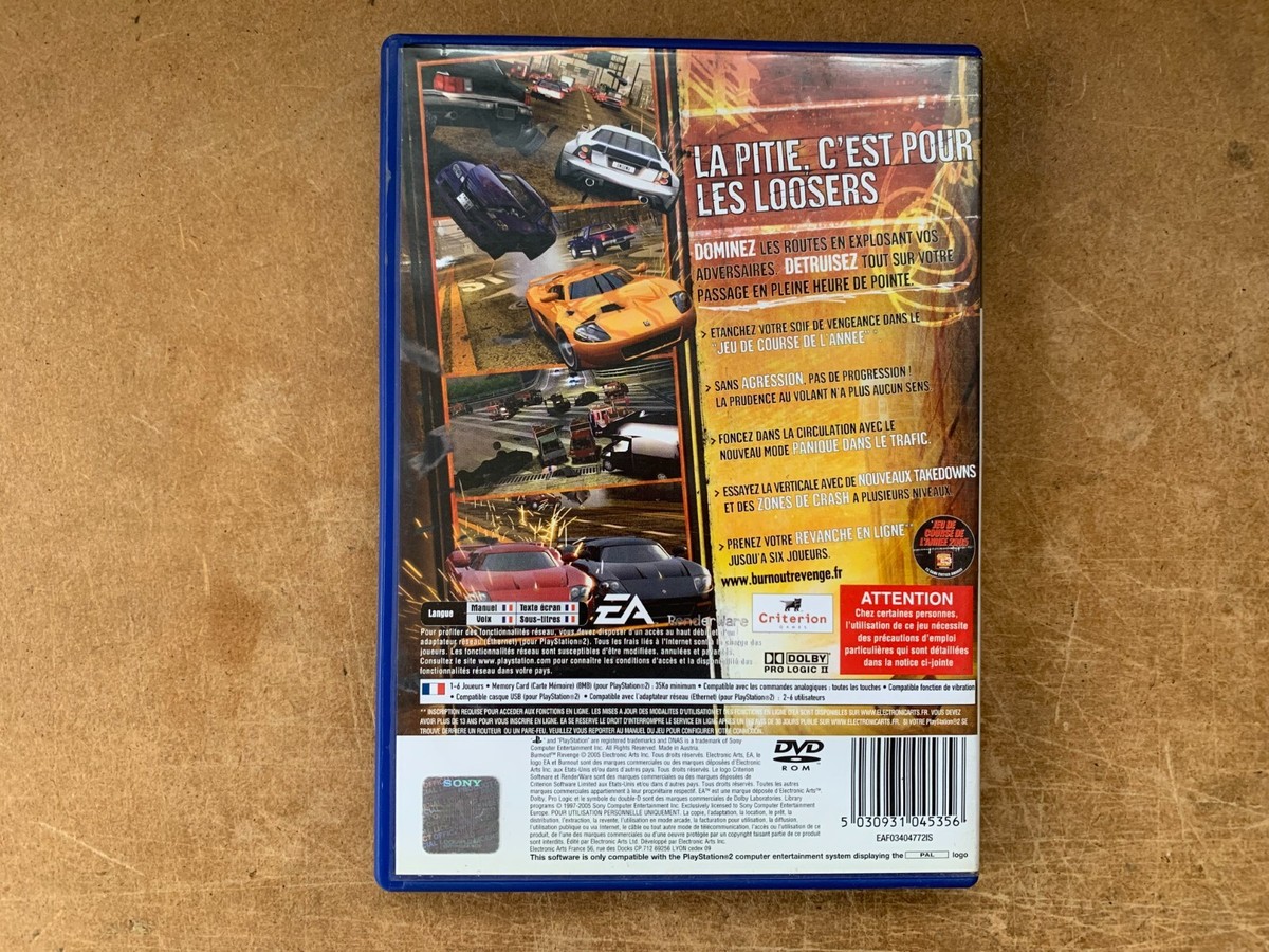 Jeu PS2 Burnout: Revenge - Version Française - En Boîte - État Correct (fonctionnel)