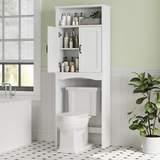 Over The Toilet Storage Cabinet With Adjustable Shelf - Space Saver In White