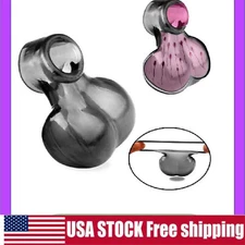 Male Scrotum Ball Stretcher Silicone Squeeze Ring Enhancing Delay Chastity Cage