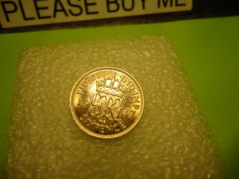 1947 (UNC) ENGLISH 6 PENCE REMEMBER BRIAN MAY STRUM YOUR GUITAR SON