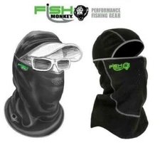 Fish Monkey Yeti Fleece Face Neck Guard Mask Hood Hat FM42-BL Black