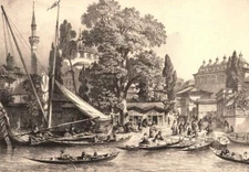 Istanbul, TOPHANE BEYOGLU NUSRETIYE MOSQUE Boats Port Old Architecture Art Print