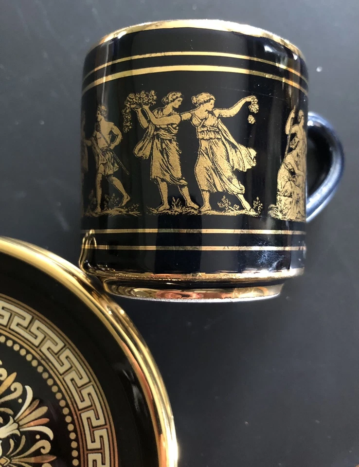 Juego De Tazas De Té Y Platillos De Colección Mitología Griega Oro 24k Sobre Bl Hecho A Mano En Grecia Foto 2 de 4