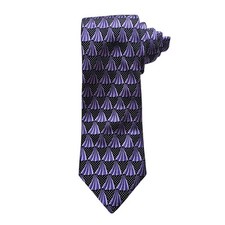 Ted Baker Silk Neck Tie Purple Fan Pattern USA Made 3.5" W x 59" L Office Career
