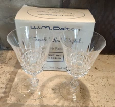 Vintage W.M. Dalton French Lead Crystal Unit No. 1 Goblets Set of 2 wine glasses