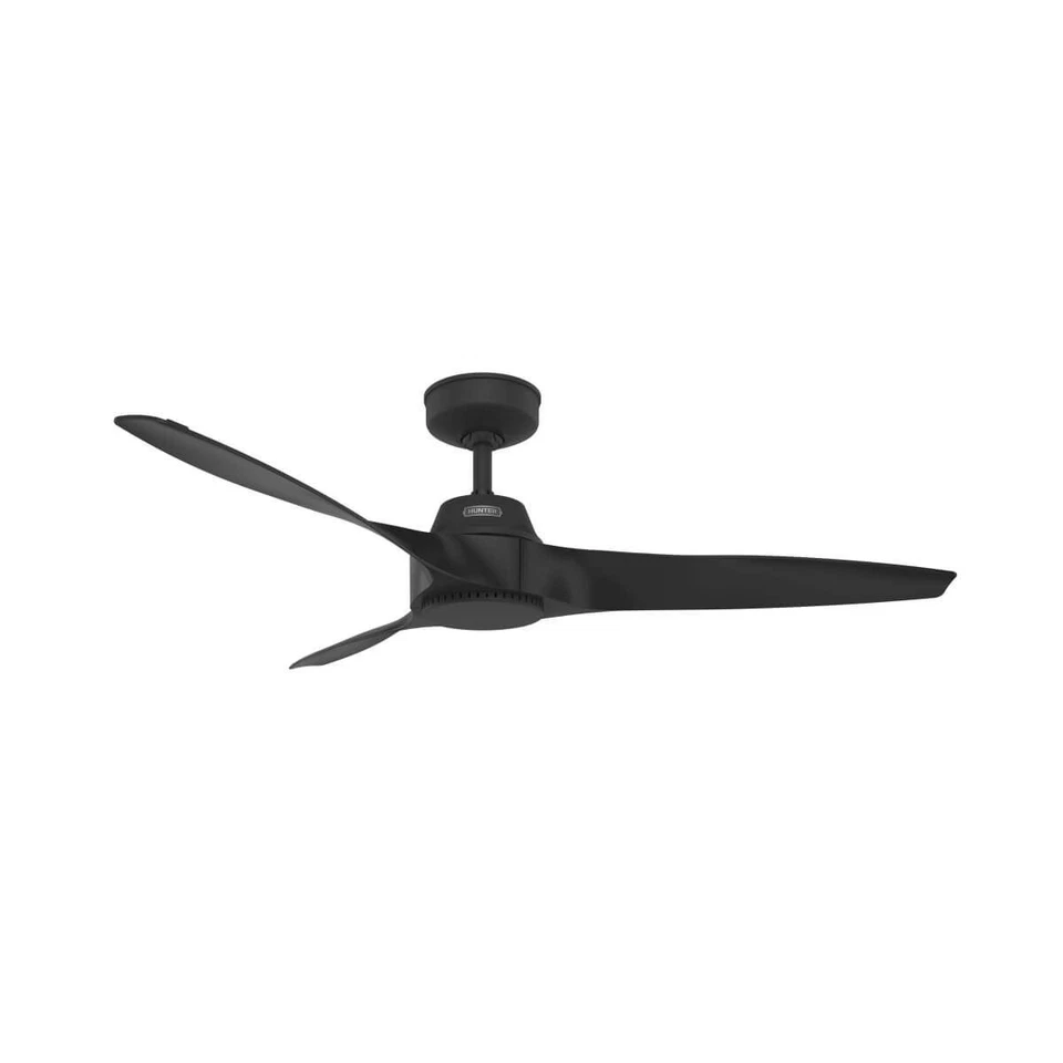 Hunter Fan 52 in Outdoor Casual Matte Black Ceiling Fan w 3 Blades and No Light