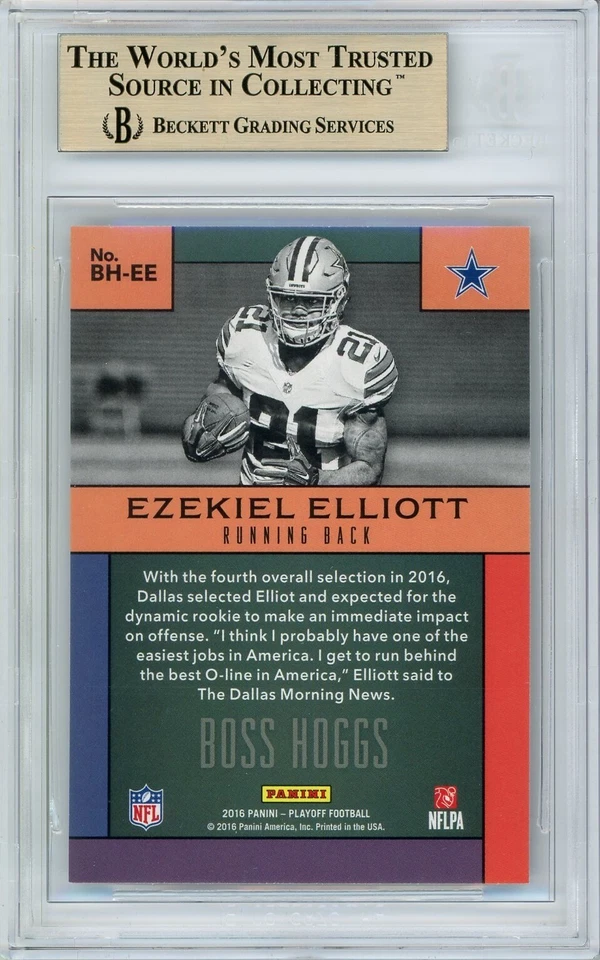 Ezekiel Elliott BGS 9.5: 2016 Playoff Boss Hoggs Rookie Insert Gisto POP 3 - Image 2 of 4