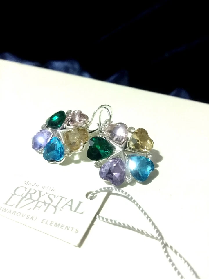 Orecchini Donna Argento SWAROVSKI ELEMENTS ORIGINALI Cristalli Stella Cuore 2025 - Immagine 4 di 4