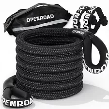 Kinetic Recovery Tow Rope, 36000 Lbs (1in x 30ft with Soft Shackle) Extreme Duty