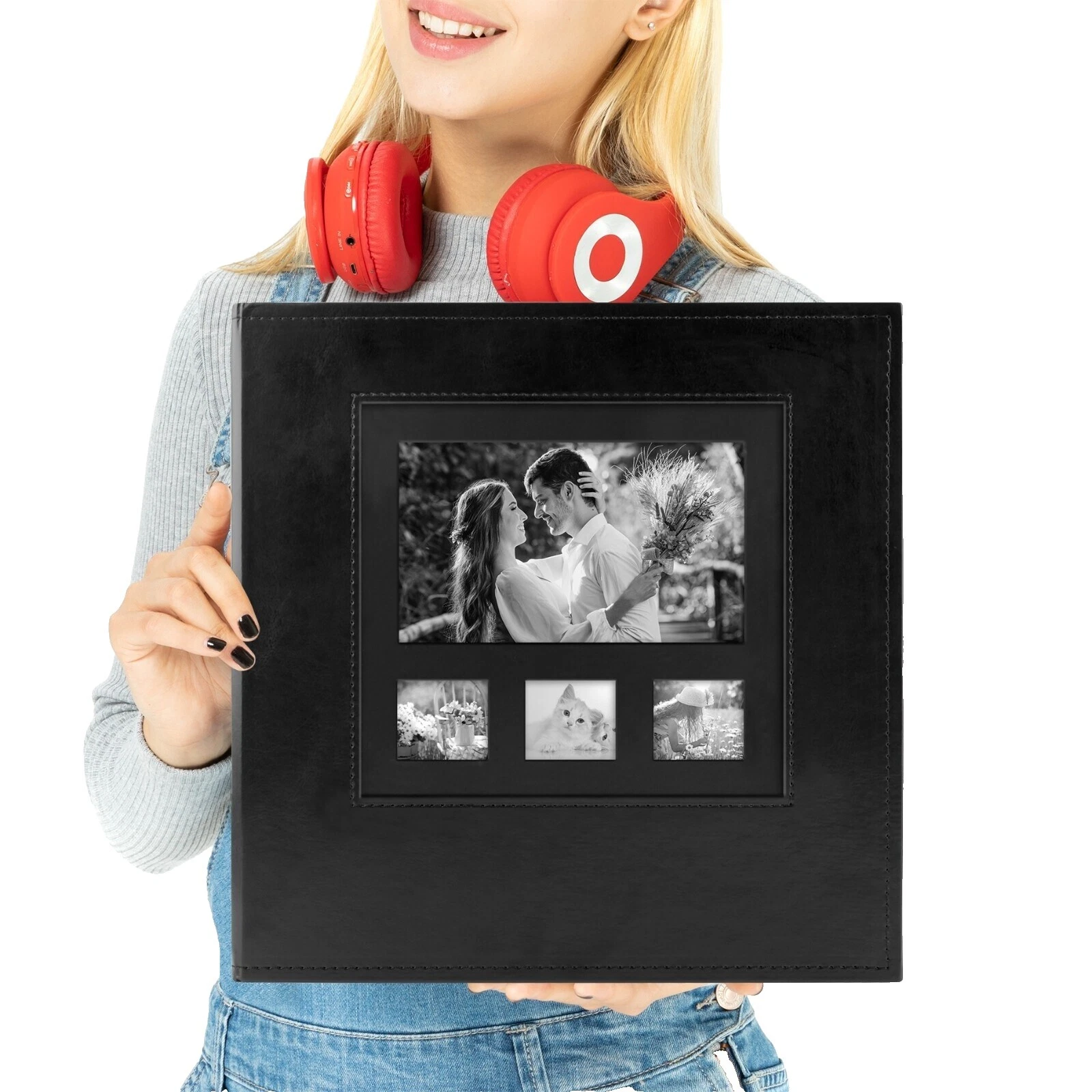 Foto de la boda de cuero negro álbumes de Auto-Adhesivo