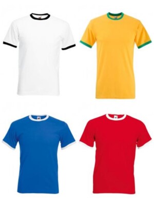 FRUIT OF THE LOOM Herren T-Shirt Tee Shirt Oberteil Top Kontrast Zweifarbig Kurz