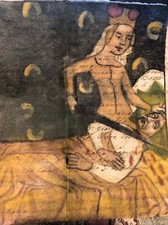 Antico Manoscritto Illustrato Scena Dall’antico Testamento 1700