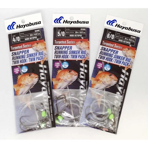 Brand New - Hayabusa EX305 Snapper Running SInker Pre Made Fishing Rig Twin Pack