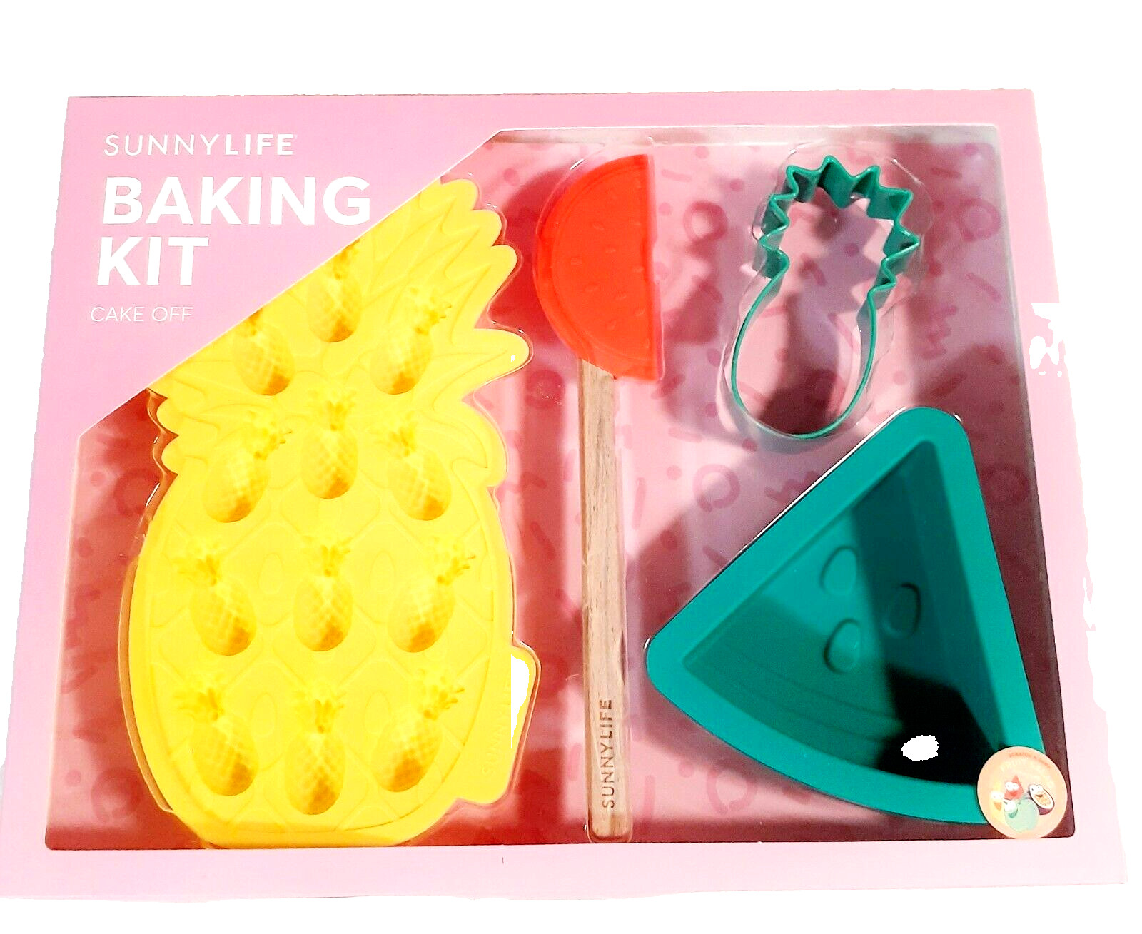 Sunnylife Fruit Salad 4 Piece Baking Kit Cupcake Mold Cookie Cutter Spatula NIB