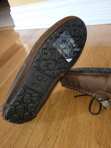 Ugg Olsen Brown Leather Men's Slippers 1112441. Choose Size - Picture 6 of 11