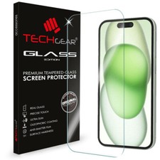 Genuine TECHGEAR TEMPERED GLASS Screen Protector for Apple iPhone 16 / iPhone 15
