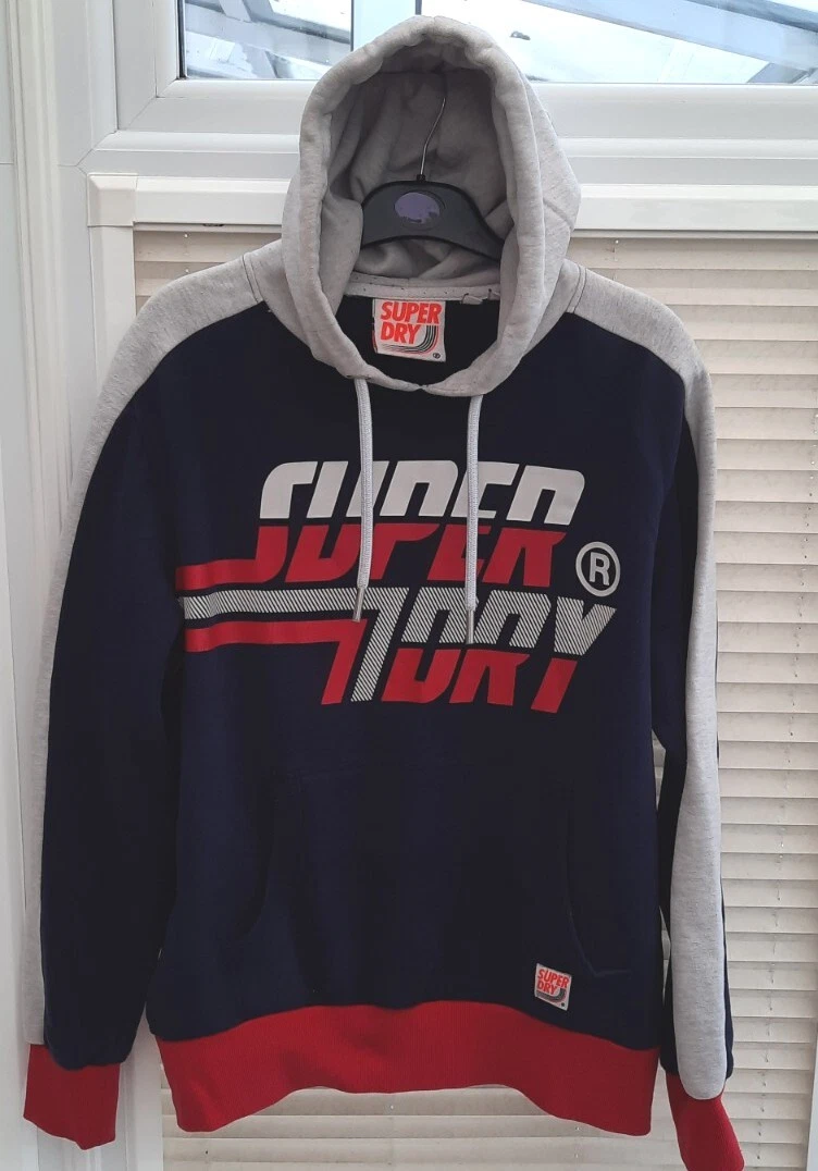 Menu0026#039;s XXL / 2XL Superdry Hoodie. Navy Blue with a Red and White Logo.  Good Cond. | eBay