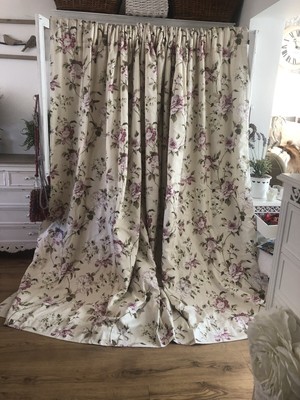 Bespoke Huge Ivory Fl Designer Interlined Shabby Chic Curtains Bespoke Huge Ivory Fl Designer Interlined Shabby Chic Curtains 95 D 132 W