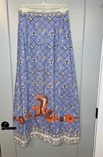 Vintage La Provence Pierre Deux Skirt Souleiado Fabric Style Skirt Bird Applique