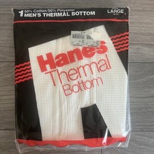 Vintage Hanes Thermal Bottom Men's Large 38-40 White 1987 NIP