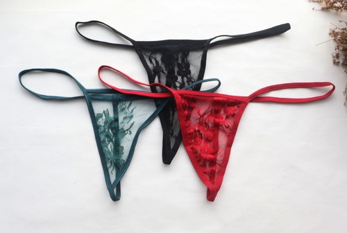 3 Pack Women Sexy Thongs Floral Mesh T-Back underwear Hipster G-string Panties M