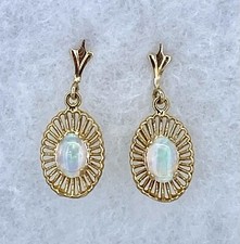 14K Yellow Gold Opal Earrings