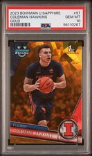 2023 Bowman University Chrome Sapphire #97 Coleman Hawkins Gold /50 PSA 10
