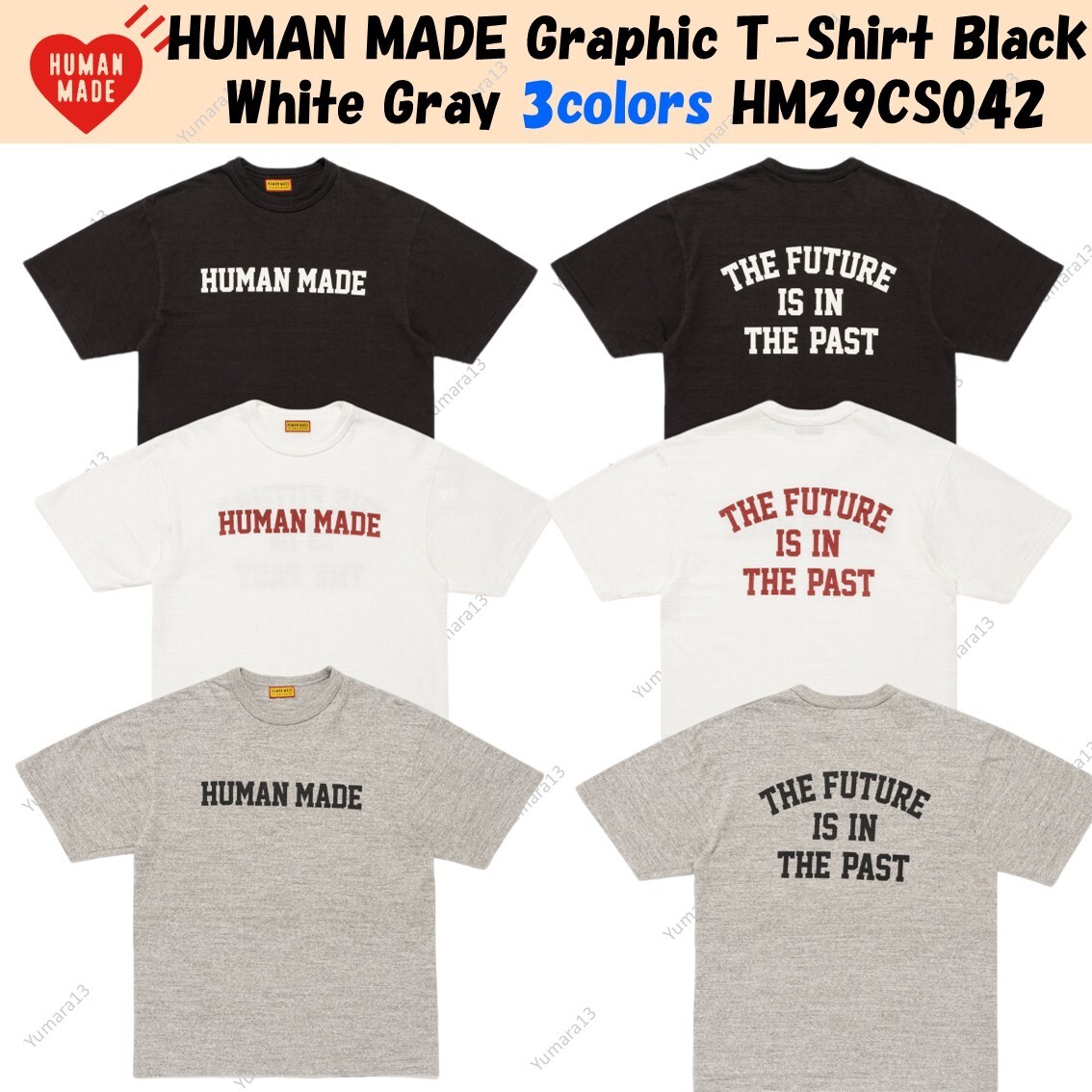 HUMAN MADE ダークグレー GRAPHIC T-SHIRT SIZE S HUMAN MADE Graphic T-Shirt Black White Gray 3colors