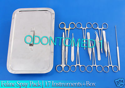 Instrument Box Veterinary Feline Spay Pack | 17 Instruments+Box Stainless Steel Veterinary DS ...