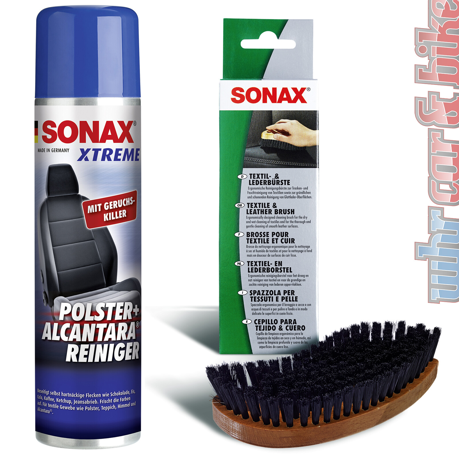 Sonax Xtreme Polster- & Alcantarareiniger Geruchsstop + Textil- & Lederbürste
