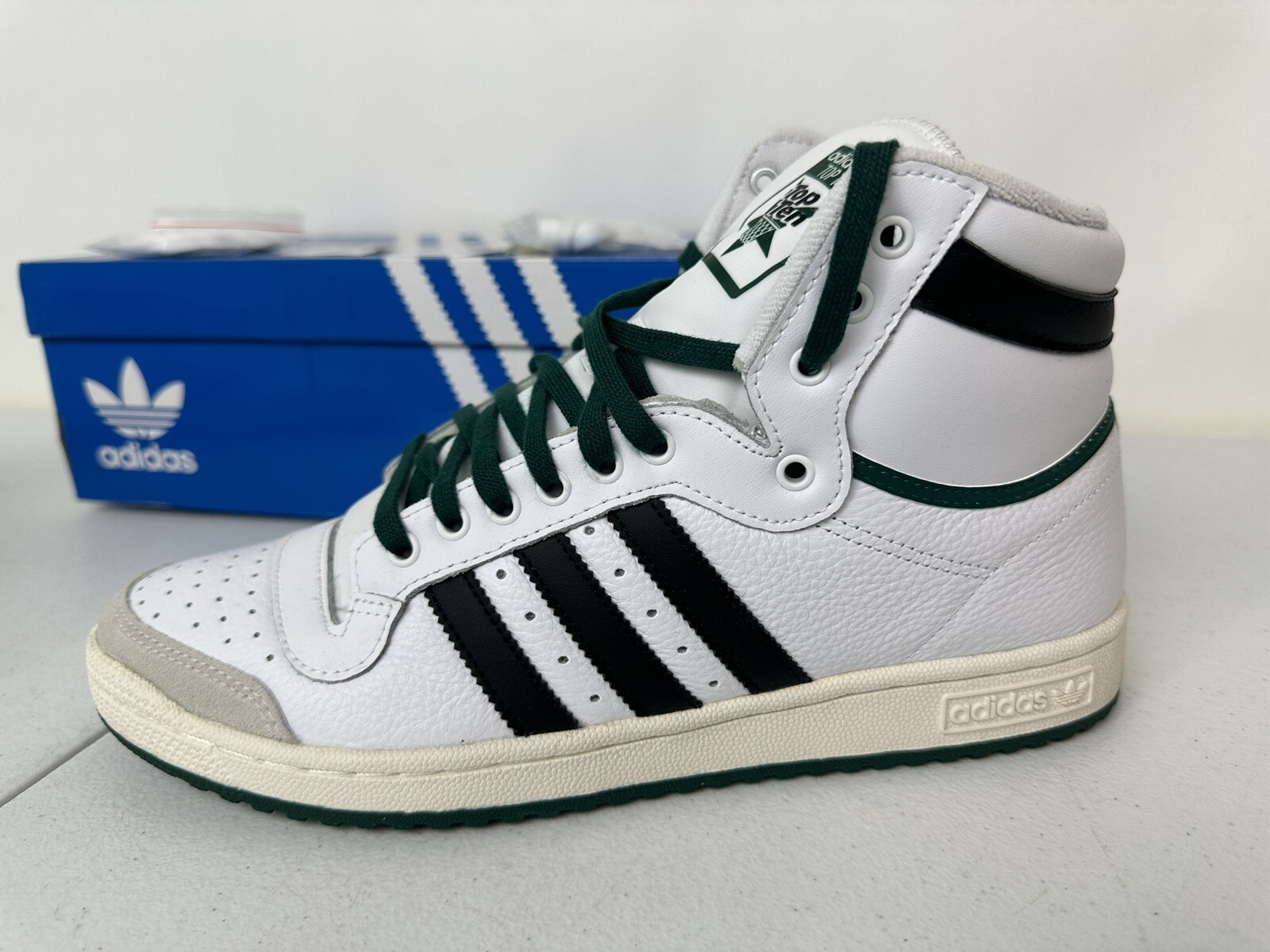 Adidas Originals Top Ten Hi White Green Black Men’s Size 10.5