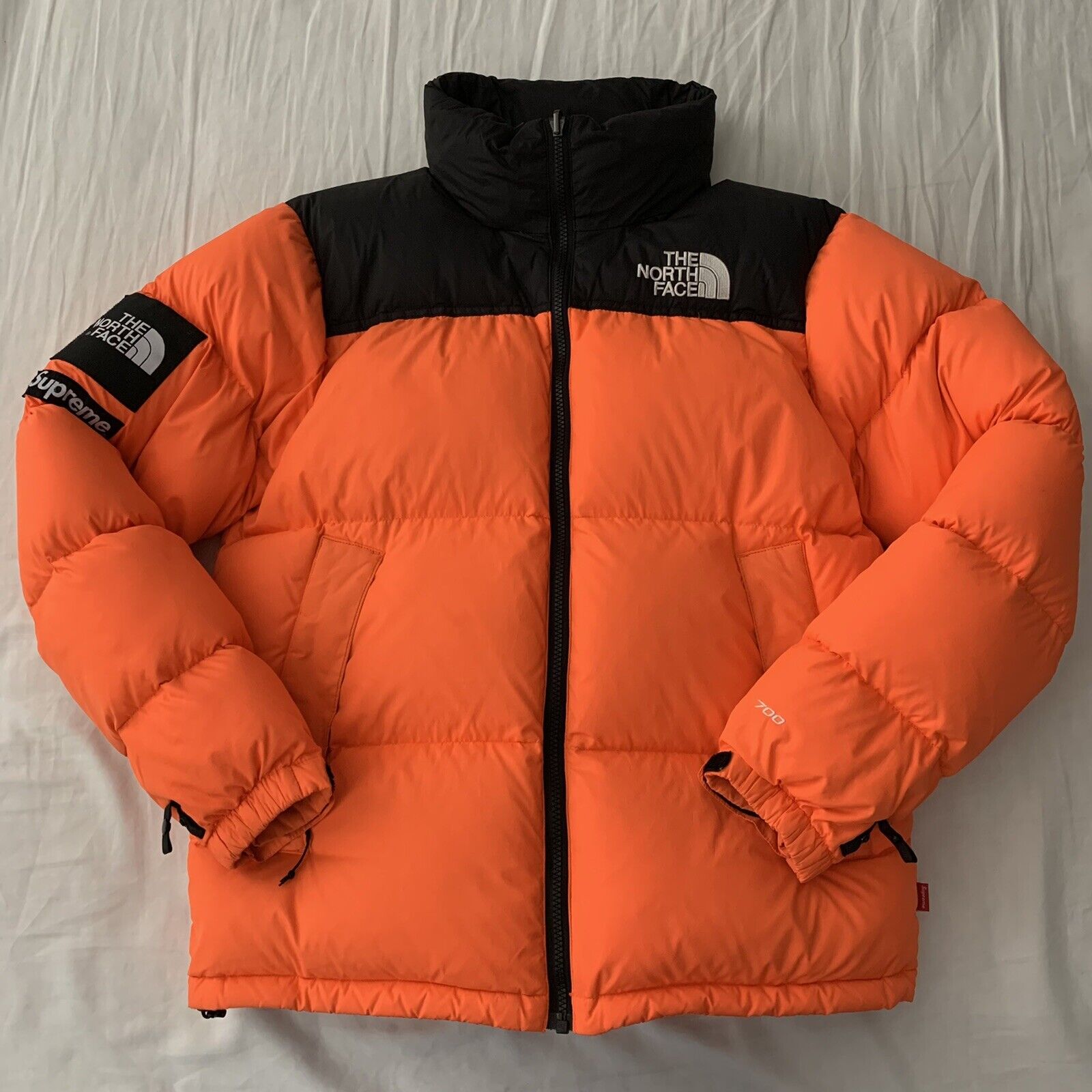 SUPREME x THE NORTH FACE NUPSTE DOWN COAT JACKET ORANGE SZ S F/W 2016