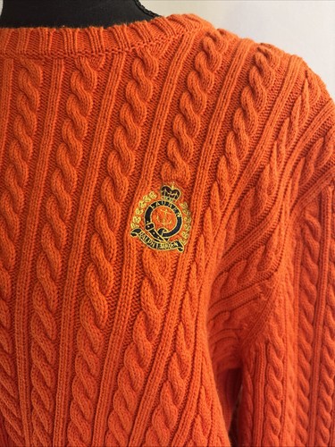 Lauren Ralph Lauren Sweater Women's XL Cable Knit Orange Vtg - Picture 2 of 10