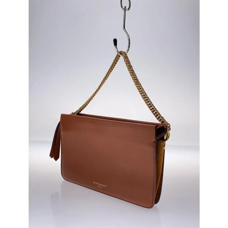 Givenchy — GIVENCHY Authentic Chain Shoulder Bag Camel Brown Handbag Logo Zip Gold Women's
