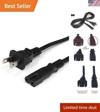 6ft Polarized 2-Prong AC Power Cable for Game Systems, TVs, and More -  Listed