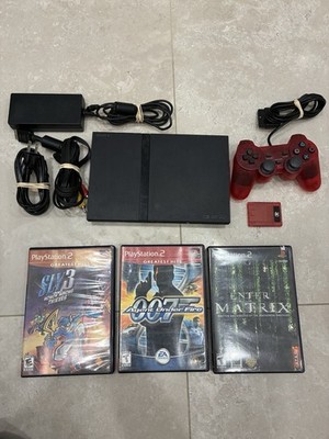 Sony PlayStation 2 Slim Black SCPH-70011 Console w/ Controller & 4 games Tested