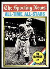 1976 Topps All-Time Card Baseball Pie Traynor Pirates #343 EX-MT Miscut Back