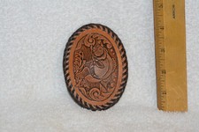 Belt buckle. Leather Belt Buckle W/Etched Fish.
